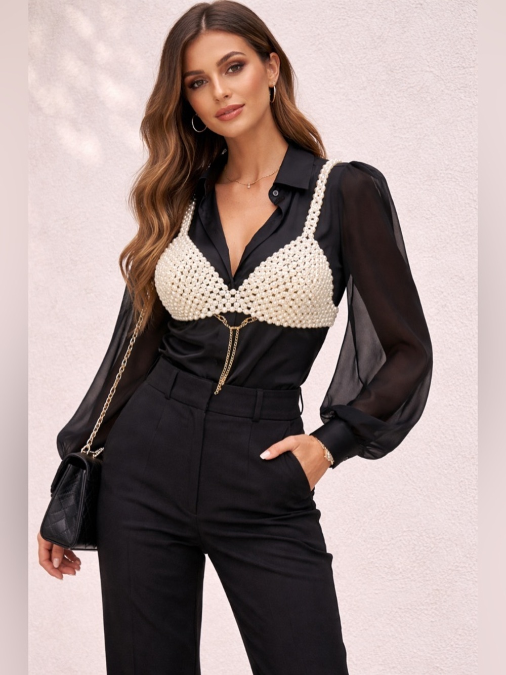 Luxurious Pearl Embellished Bra